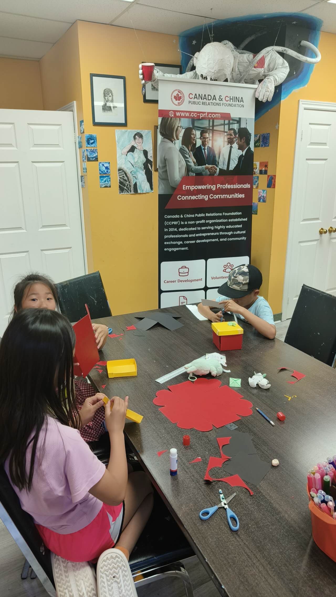 Children engaged in art activities