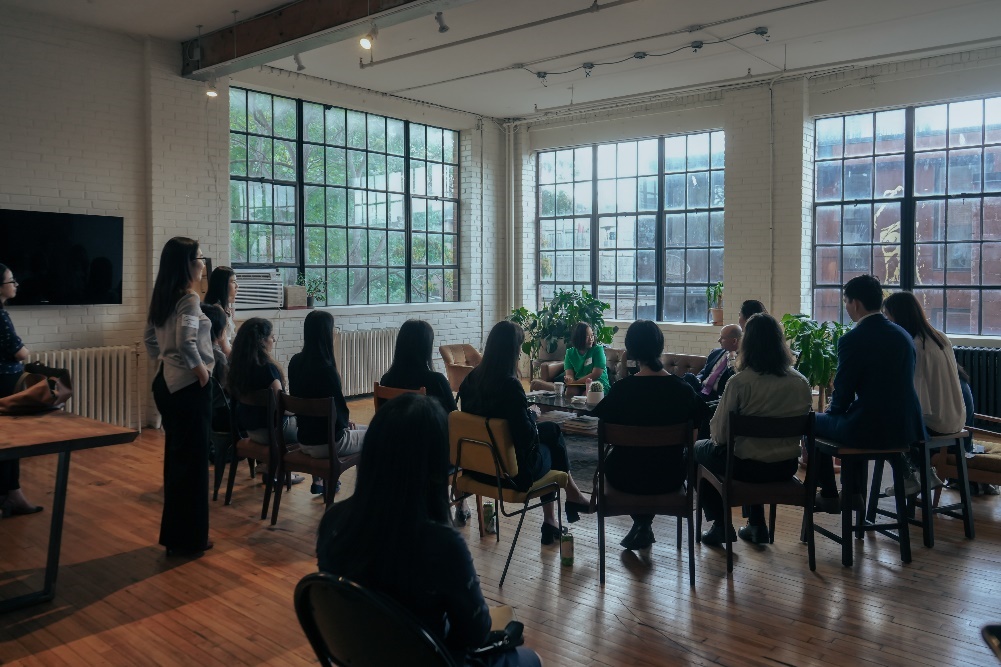A photo of the attendees, from behind